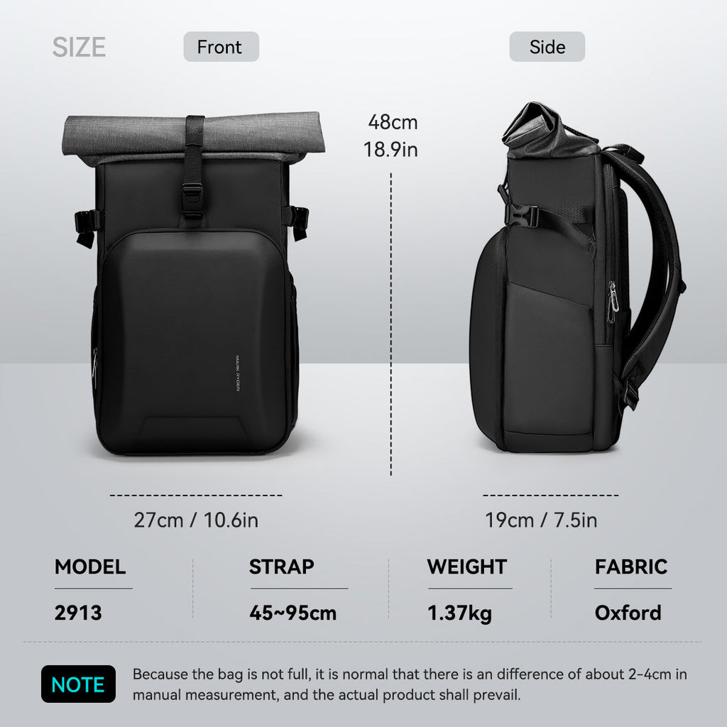 Mark Ryden Global black anti-theft large camera backpack roll-top design