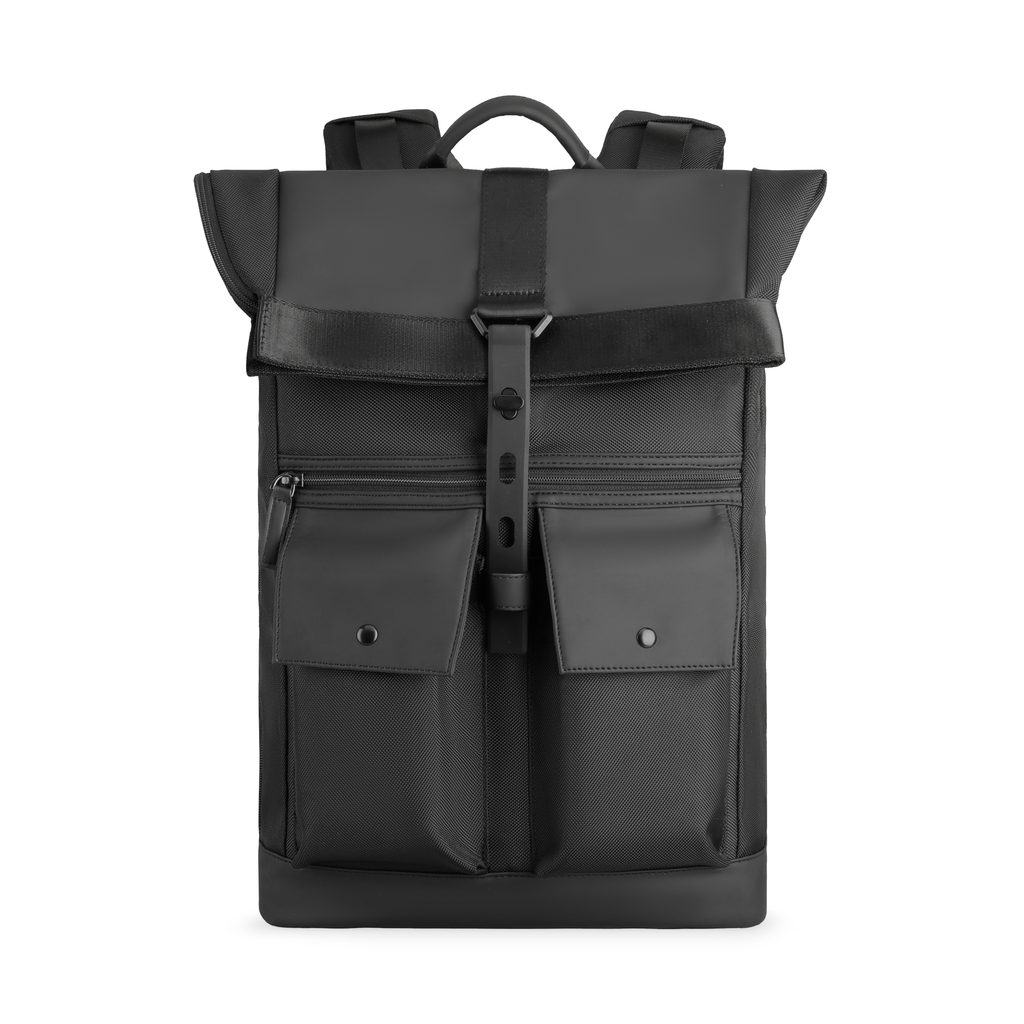 MarkRyden Global stylish black rolltop anti-theft daily commute backpack