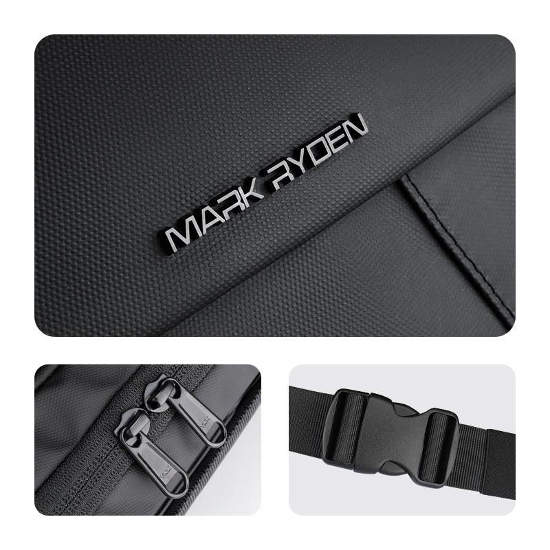Mark Ryden UrbanStride compact city explorer satchel with logo, zippers, and adjustable strap detail