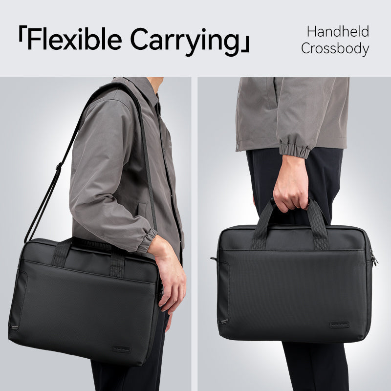 MarkRyden Classic IV black commuter briefcase, crossbody & handheld carrying styles