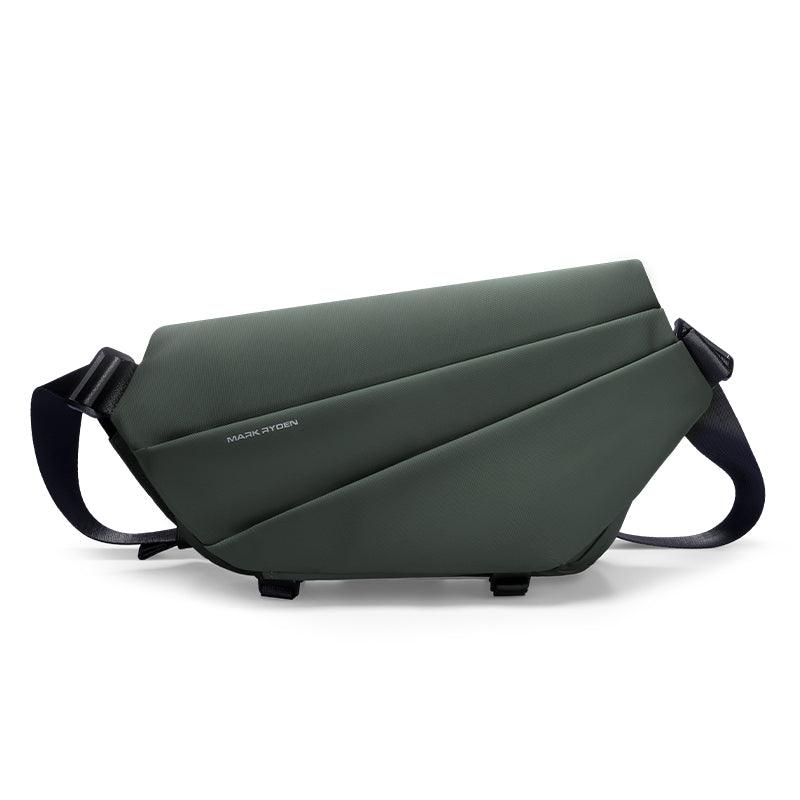 Mark Ryden Voyager olive leather messenger bag with umbrella pocket