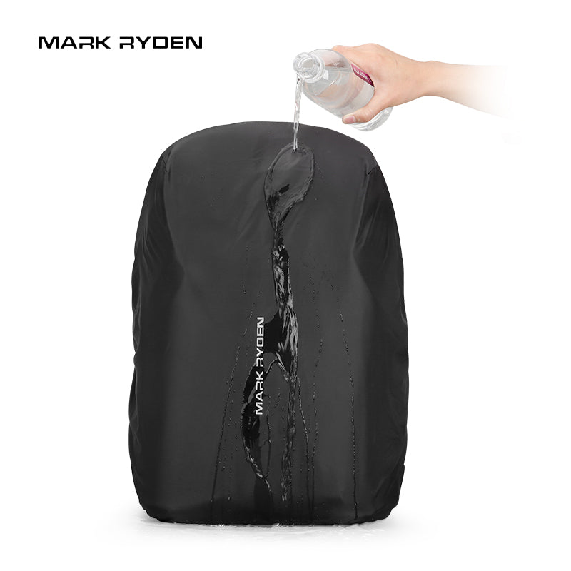 Mark Ryden black waterproof backpack rain cover water resistance test