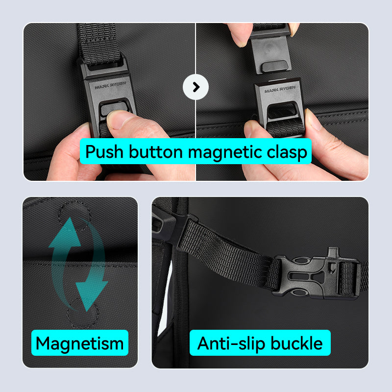 Mark Ryden backpack with push button magnetic clasp & anti-slip buckle â€?secure daily travel bag