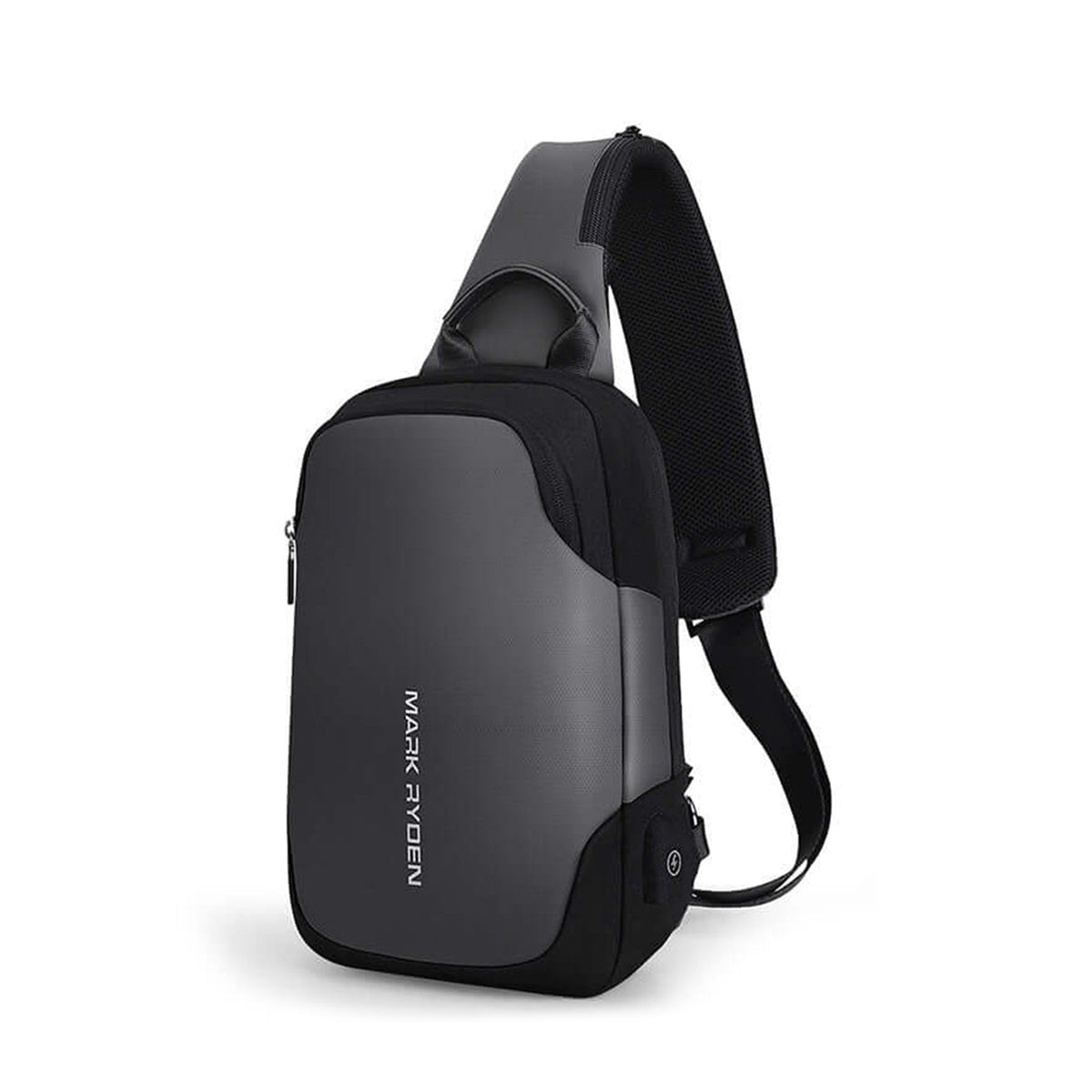 MarkRyden Mini Julius gray crossbody bag with USB charging port