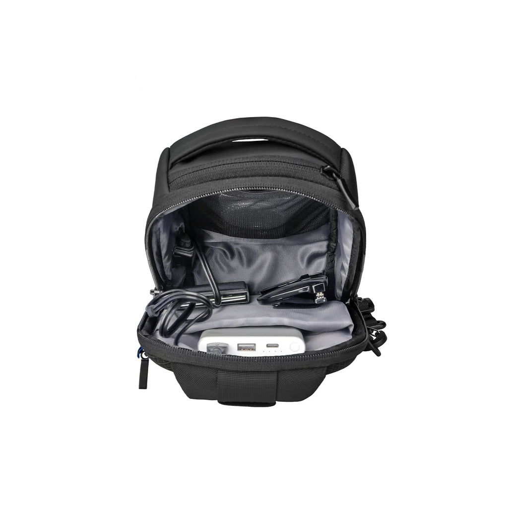 ChargeSling: RFID-Safe Chest Bag with USB Charging Port For Commute