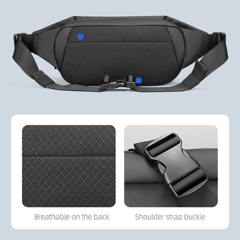 Mark Ryden Global black water-repellent double-layer shoulder bag with adjustable strap buckle