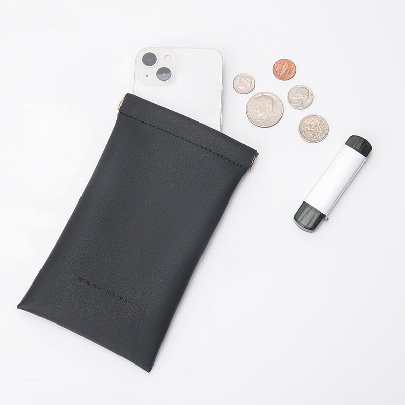 Black Mark Ryden sunglasses pouch with phone & coins - multifunctional travel accessory
