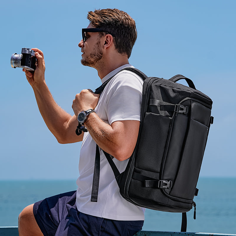 Mark Ryden Global Aegis Fortress 38L backpack used for photography - black spacious design