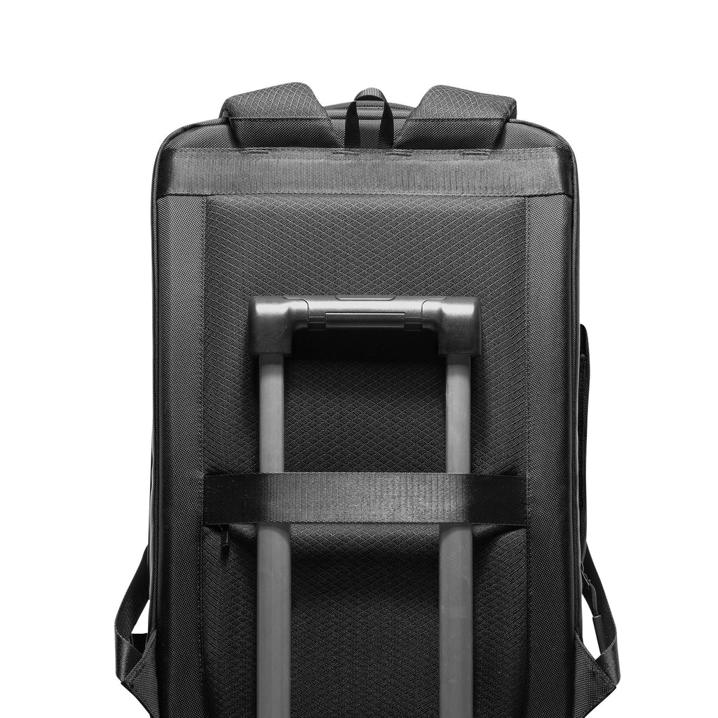 Mark Ryden Global Aegis Fortress 38L backpack with luggage handle attachment - black anti-theft design