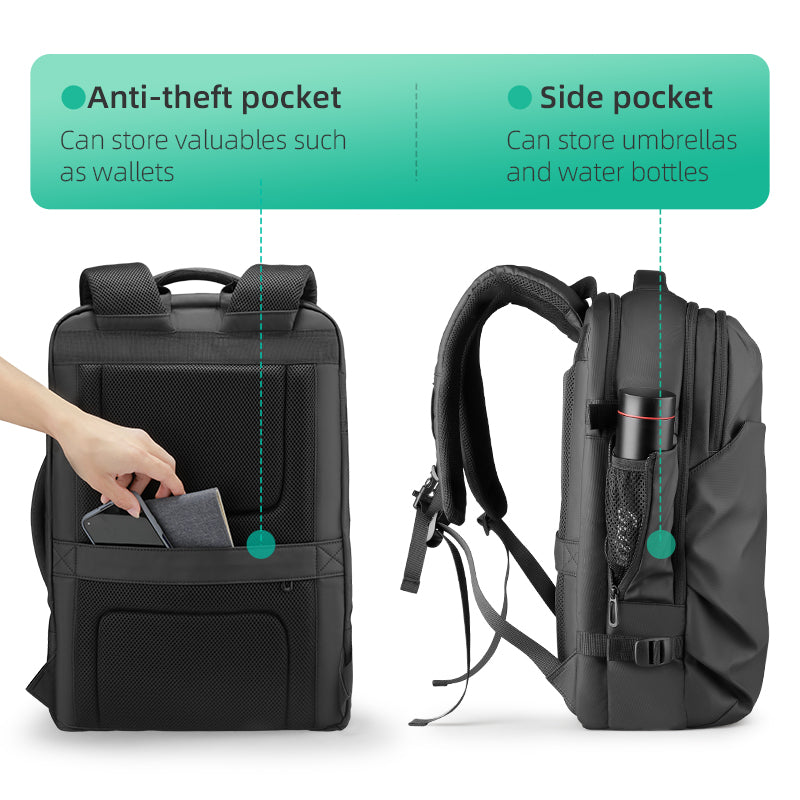 Anti-theft pocket backpack with side water bottle pocket - Mark Ryden Global
