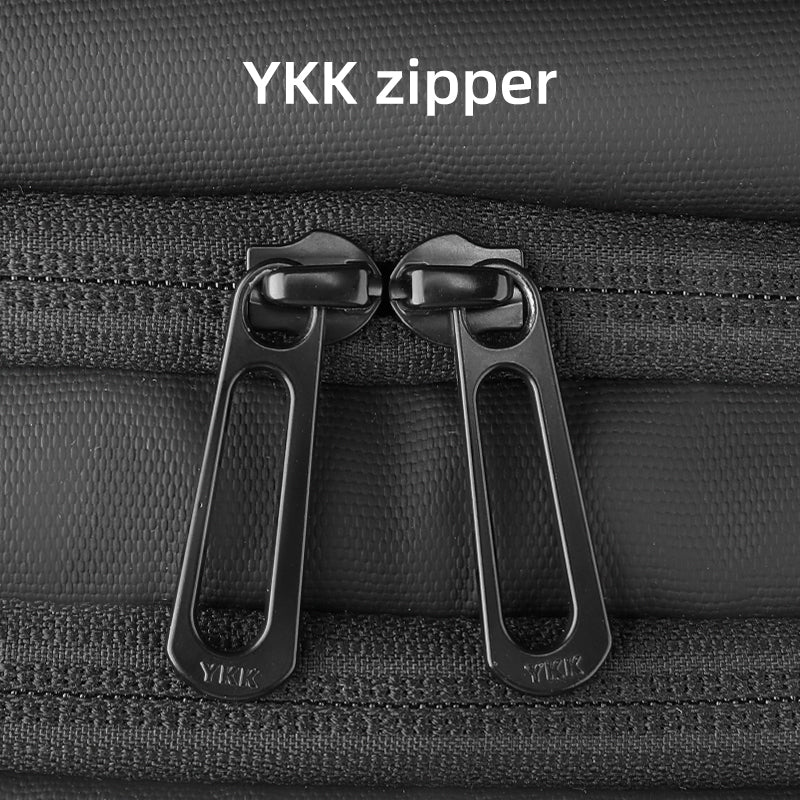Black backpack with YKK zippers - water-repellent modern mochila