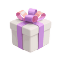 White gift box with purple ribbon and pink-purple bow - New Year gift from MarkRyden Global